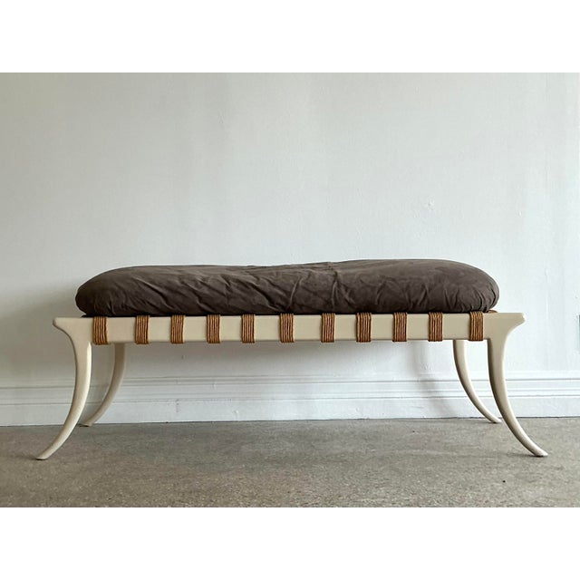 Late 20th Century Vintage Saber Leg Bench For Sale - Image 5 of 12