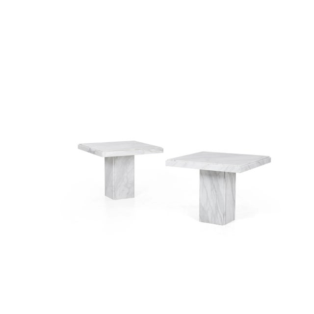 Mid-Century Modern Carrara Marble End Tables - a Pair For Sale - Image 3 of 9
