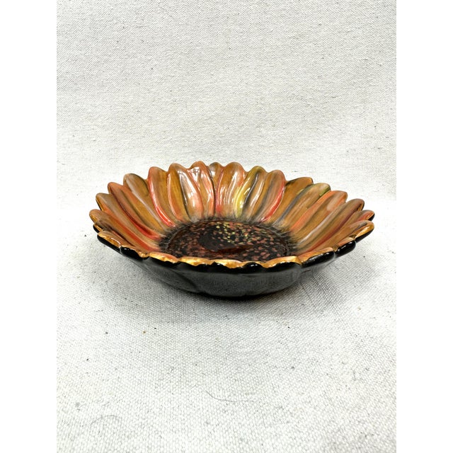Boho Chic Vintage Sunflower Bowl For Sale - Image 3 of 9