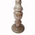 Tall, hand-carved wood candlestick from India. Gilt finish, distressed. Holds candles up to 4 inches in diameter.