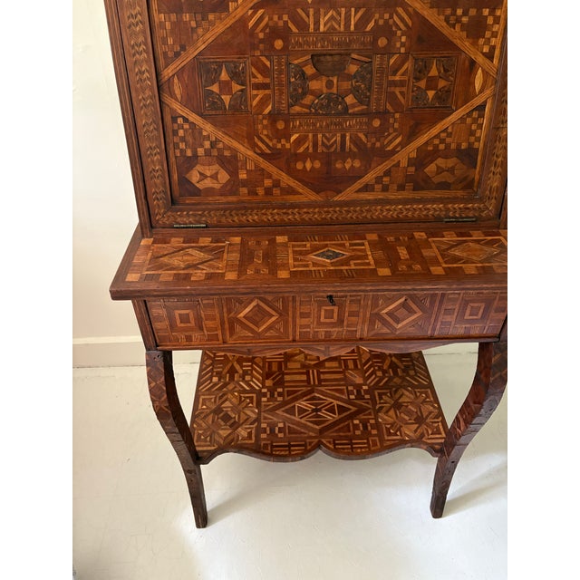 Antique American Marquetry Desk, Chair and Inner Box - Set of 3 For Sale - Image 4 of 12