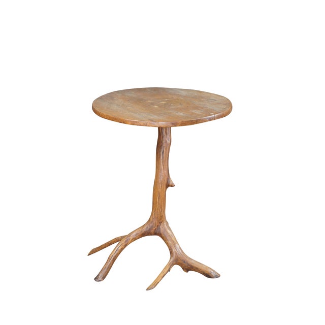 Cabin Late 20th Century Rustic Adirondack Sculptural Oak Branch Side Accent Table Round Cabin Lodge For Sale - Image 3 of 11