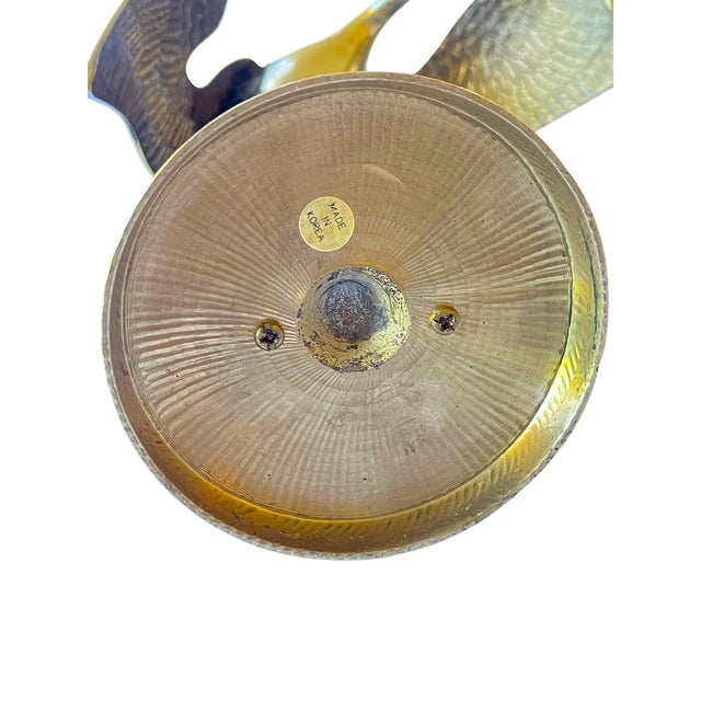 Vintage Brass Crane Sculptures Pair Coastal Palm Beach Style After Maitland Smith 12" Tall For Sale - Image 9 of 12