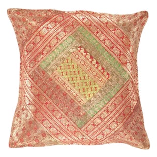 Pasargad DC Vintage Sari Silk Square Pillow Case For Sale