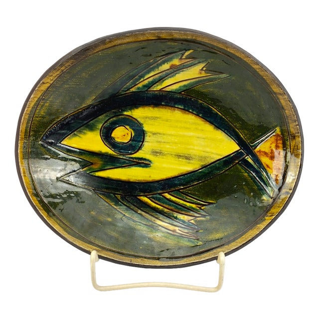 West German Ceramic Bowl with Fish Motif by Bücking-Börnsen, 1960s For Sale