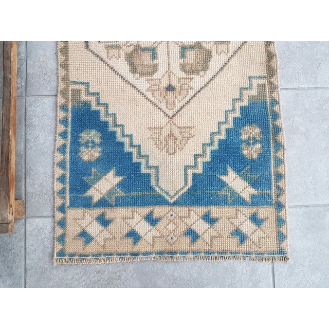 Blue 1950s Brown, Blue & Green Geometric Anatolian Rug For Sale - Image 8 of 10