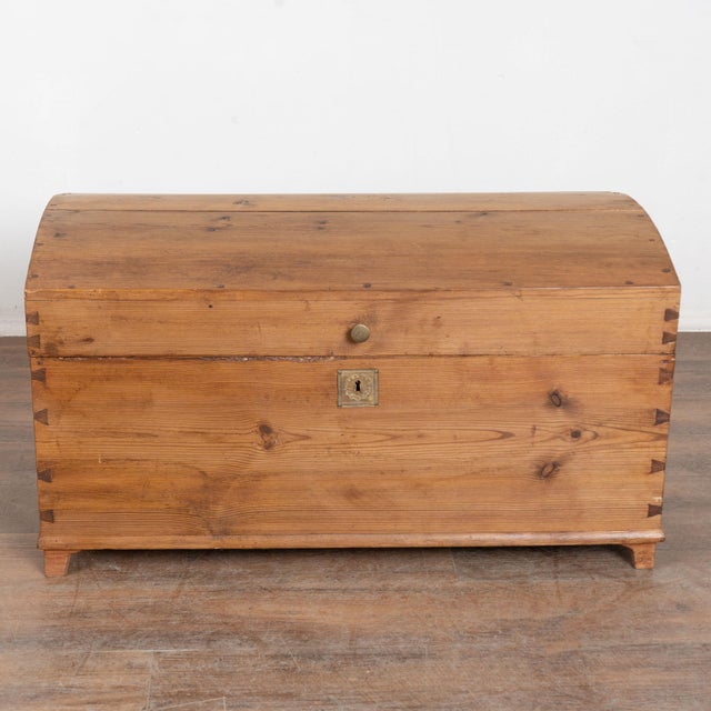 Farmhouse 19th Century Swedish Pine Dome Top Trunk For Sale - Image 3 of 11