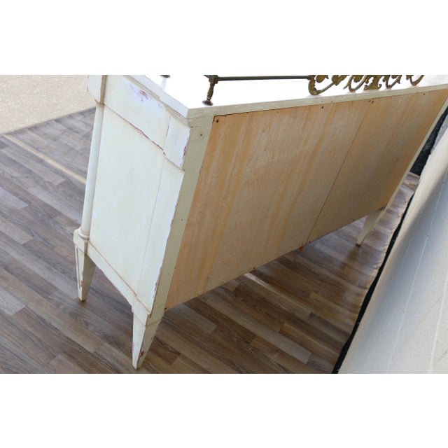 Vintage Karges Neoclassical Painted Sideboard With Brass Gallery Rail | Louis XVI Style, 1950s For Sale - Image 16 of 18