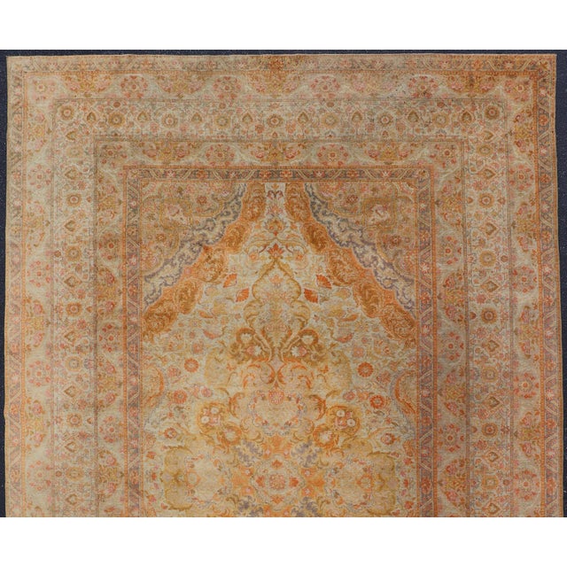 Antique Indian Amritsar Rug With Soft Gold Field and Elegant Floral Design For Sale - Image 9 of 14