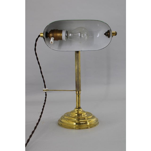 Art Deco Brass Banker Table Lamp, Former Czechoslovakia, 1930s For Sale - Image 3 of 18