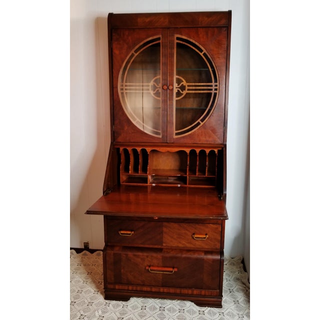 Art Deco Secretary Desk With Bakelite Handles Chairish