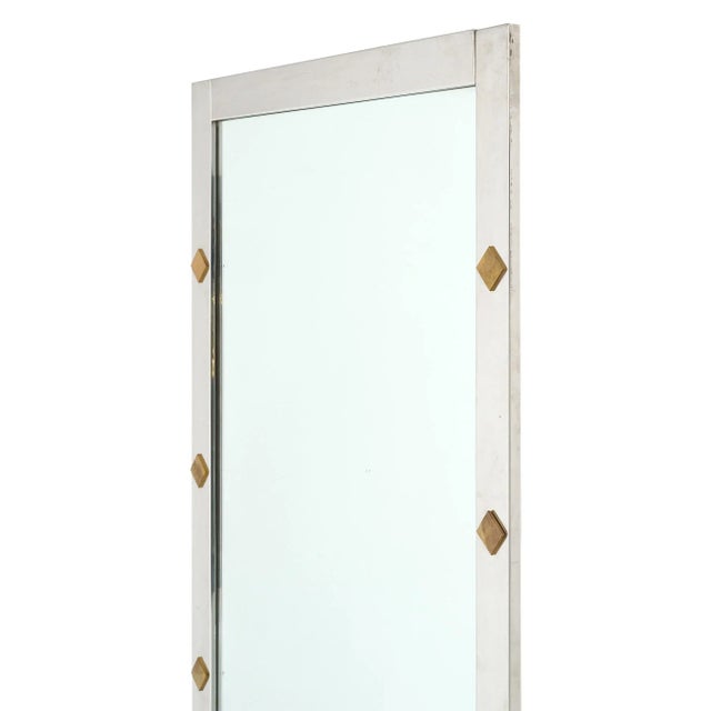 Metal French Modernist Chrome Mirror For Sale - Image 7 of 9