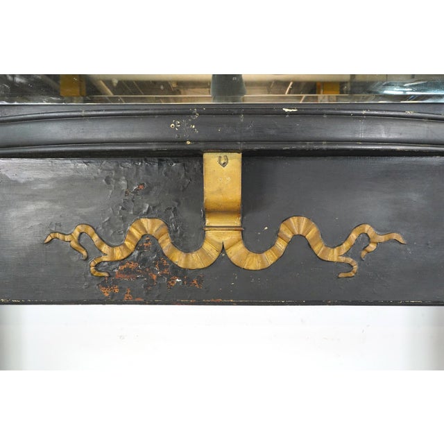 Victorian Black Wood Full Size Mantel With Mirror For Sale - Image 10 of 15