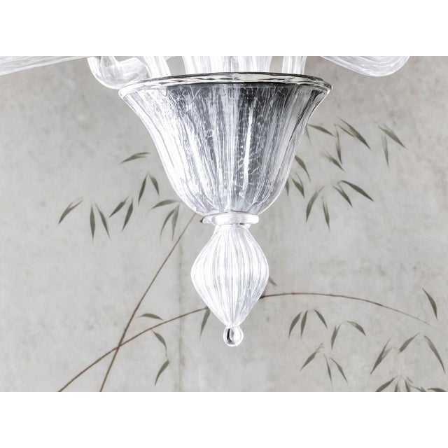 Custom Contemporary Italian 8-Arm Seeded Murano Glass Chandelier With Silver Accents For Sale - Image 9 of 10