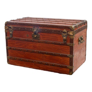 Antique Flat-Top Steamer Trunk For Sale