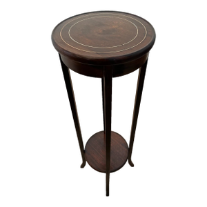 Vintage Plant Stand Round Tall Table With Shelf Chippendale Style Solid Mahogany