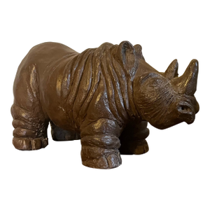 French Mid-Century Studio Art Pottery Sculpture of a Rhinoceros