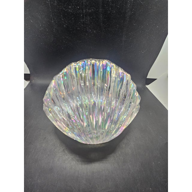 Nautical Vintage Iridescent Glass Clam Shell For Sale - Image 3 of 4