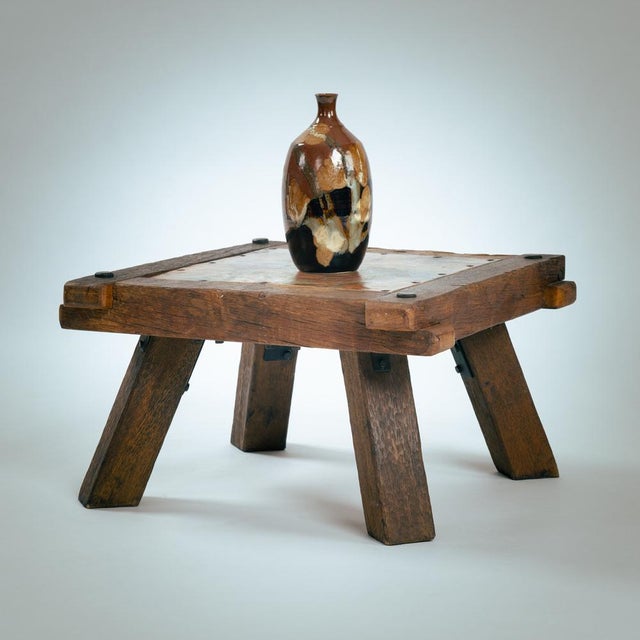 1970s Brutalist Copper and Oak Side Table, 1970s For Sale - Image 5 of 15