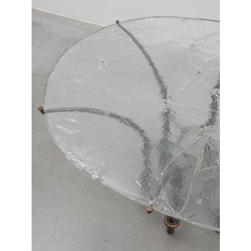 Metal Brutalist Coffee Table with Floating Glass Top by Lothar Klute, 1980s For Sale - Image 7 of 15
