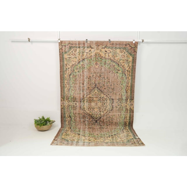 1970s Vintage Turkish Handmade Wool Cotton Brown Area Rug For Sale In San Francisco - Image 6 of 13