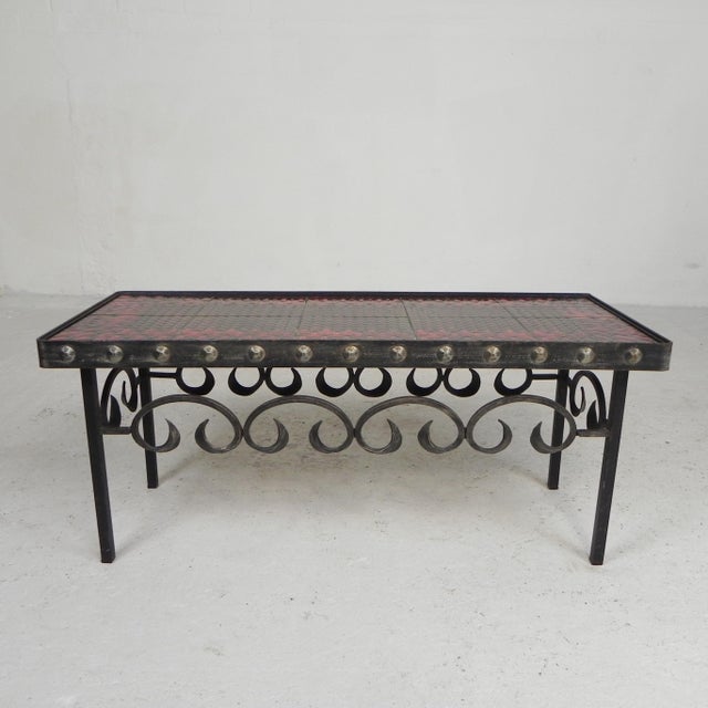 Mid-Century Brutalist Tile Table with 10 Tiles and Steel Frame, 1960s For Sale - Image 4 of 18