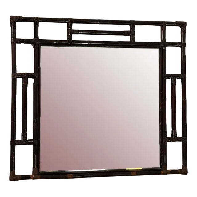 Vintage Italian Bamboo Mirror, 1970s For Sale