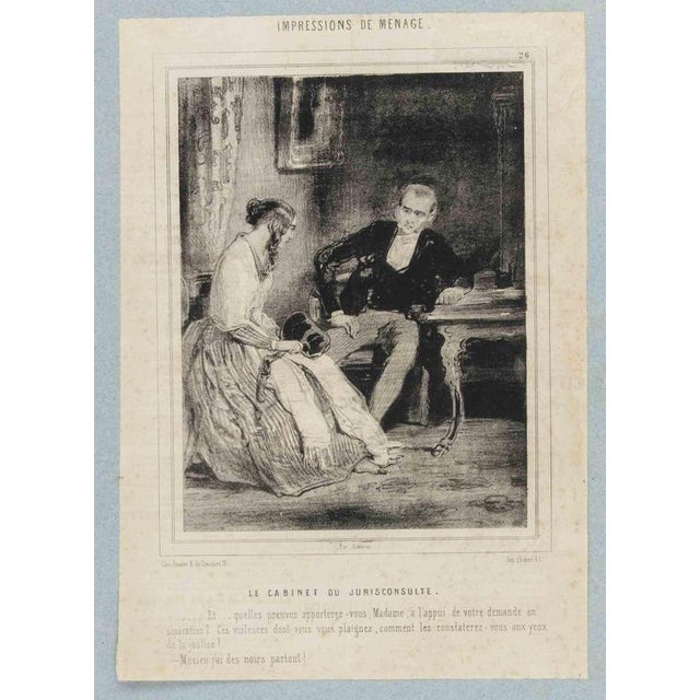 Paul Gavarni, Le Cabinet du Jurisconsulte, Mid-19th Century, Lithograph For Sale - Image 3 of 3