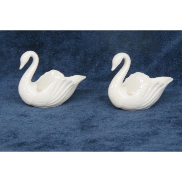 Lenox Lenox Porcelain Swans Pair of 2 Figurines Miniature Trinket or Ring Dish 5205b For Sale - Image 4 of 9