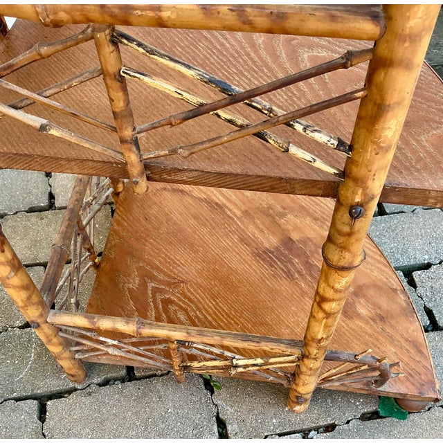Antique Bamboo Corner Étagère For Sale - Image 10 of 12