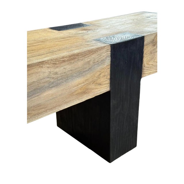 Long Sculptural Teak Wood Bench, Modern Organic, Stunning Wood Textures For Sale - Image 10 of 11