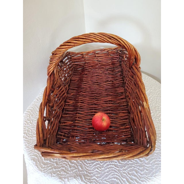 Late 20th Century Rattan Wicker Market Basket For Sale - Image 5 of 6