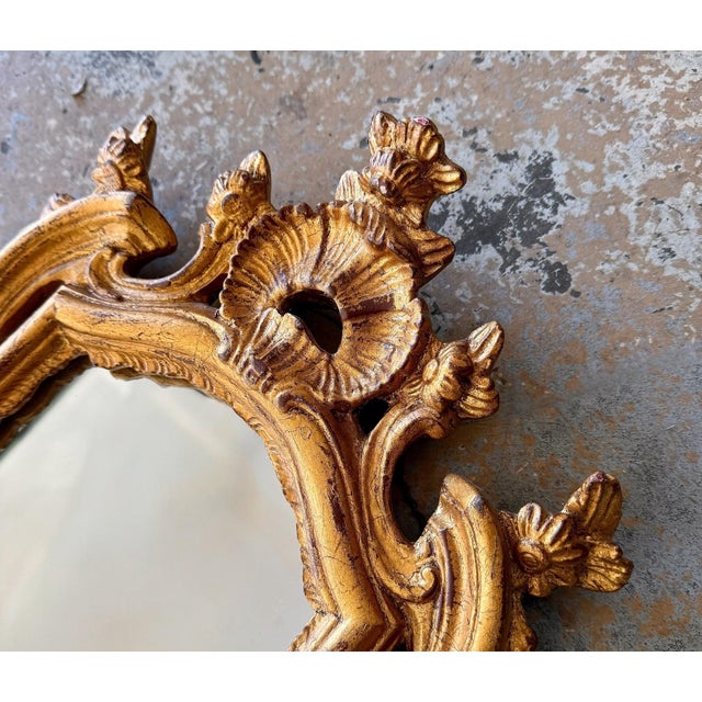 Late 20th Century Italian Baroque Style Giltwood Mirrors in the Manner of Borghese - a Pair For Sale - Image 4 of 4