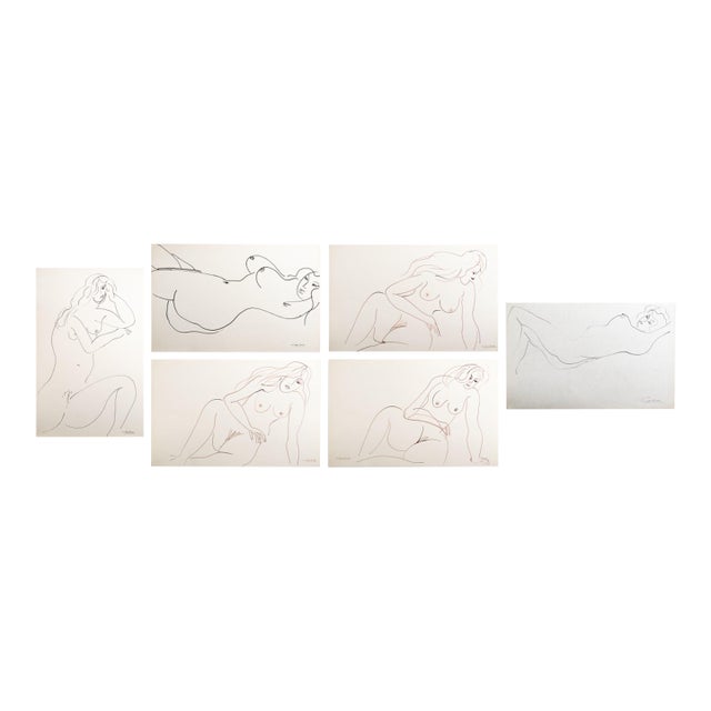 Norman Carton Nude Woman Ink on Paper, 6 For Sale