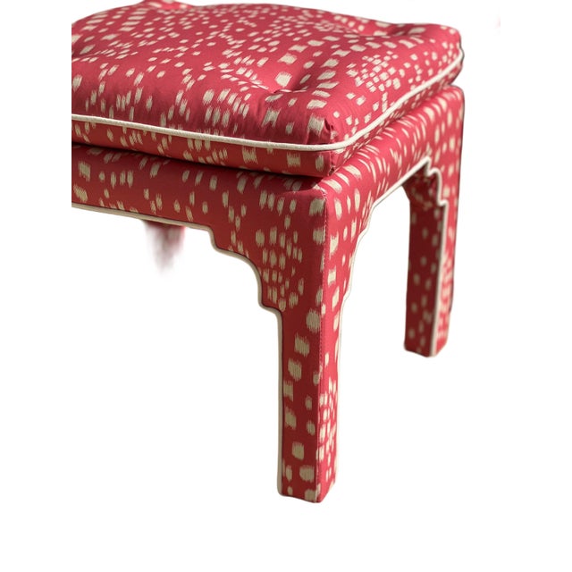 Pink 1980s Pair Pink Bunny Williams Style Benches/Ottomans in Brunschwig & Fils For Sale - Image 8 of 10