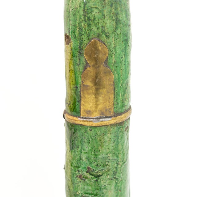 Tamegroute Green Glazed Ceramic Sculptural Vase | One of a Kind For Sale - Image 4 of 6
