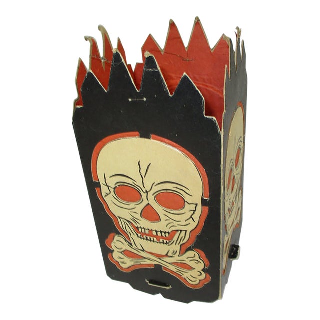 Vintage Halloween Skull and Crossbones Lantern For Sale