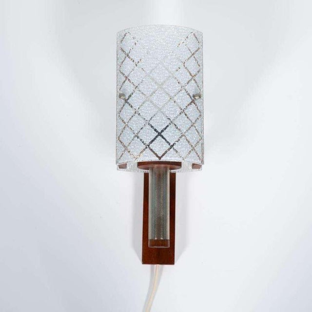 Vintage Bohemian Wall Lamp in Milk Glass and Teak Wood For Sale - Image 12 of 12