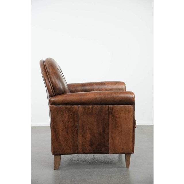 Vintage Club Chair in Sheepskin Leather For Sale - Image 3 of 14