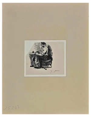 Henry Somm, Man Working, Original Ink Drawing on Paper, Late 19th-Century