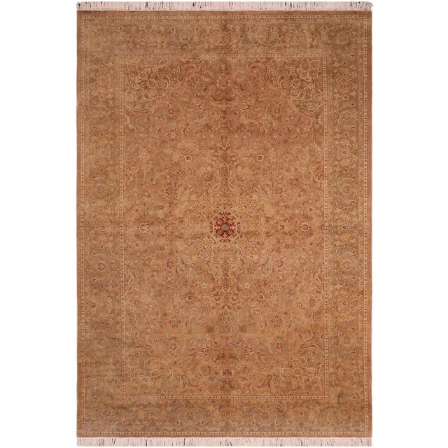 1990's Pak-Persian Taupe/Green Wool Rug - 6'1'' X 9'8'' For Sale - Image 9 of 9