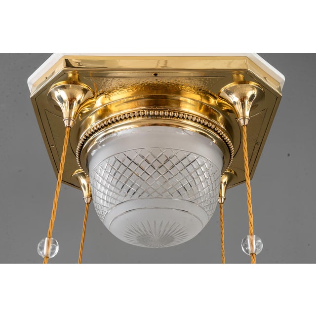 Art Deco Chandelier with Cut Glass Shades, Vienna, 1920s For Sale - Image 18 of 18