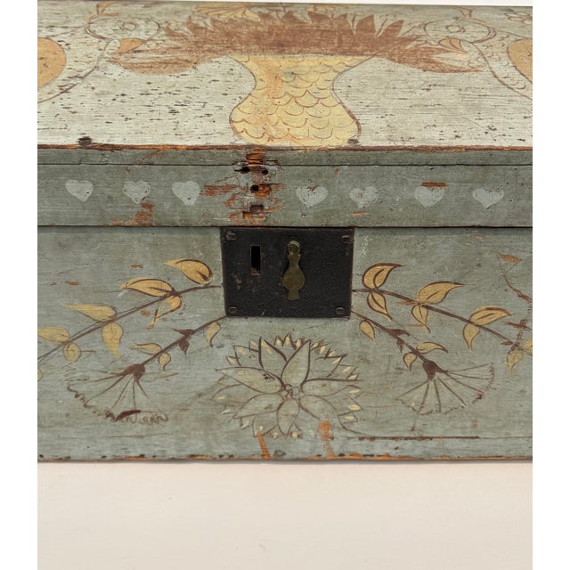 Blue American Folk Art Blue Painted Storage Chest Circa 1820 For Sale - Image 8 of 18