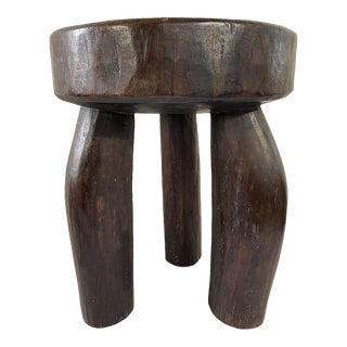 African Vintage Carved Wood Milk Stool Hehe Gogo People Tanzania 13" H For Sale