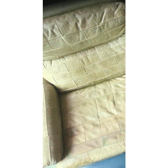 Set of Patchwork Leather Lounge Chair and Ottoman in Olive Green from Laauser, 1970s For Sale - Image 13 of 16
