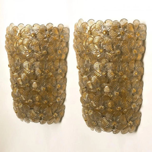 Flower Wall Lights attributed to Barovier & Toso, 1990s, Set of 2 For Sale - Image 11 of 18