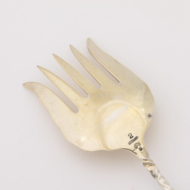 Arts & Crafts Sterling Silver & Gold Washed Twist Fork by Whiting Manufacturing For Sale - Image 10 of 10