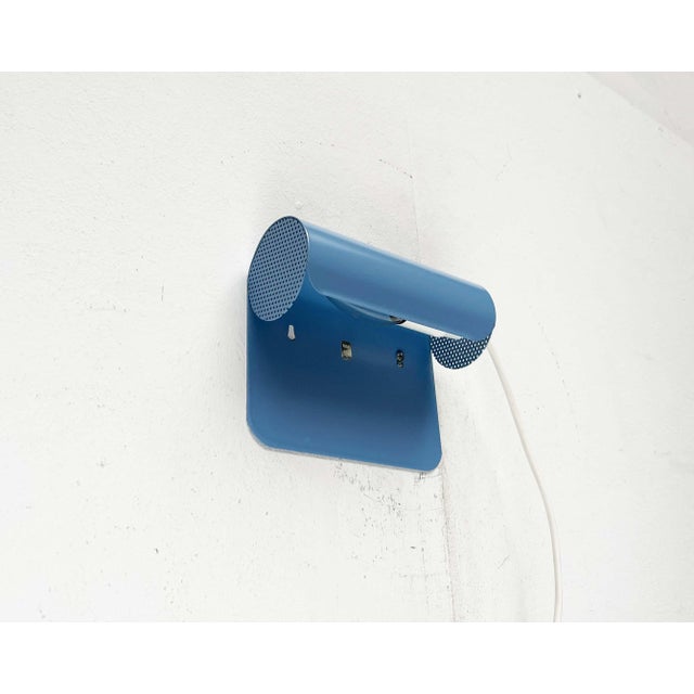 Blue Danish Postmodern Light Blue Perforated Metal Pendant from Abo Randers, 1980s For Sale - Image 8 of 18