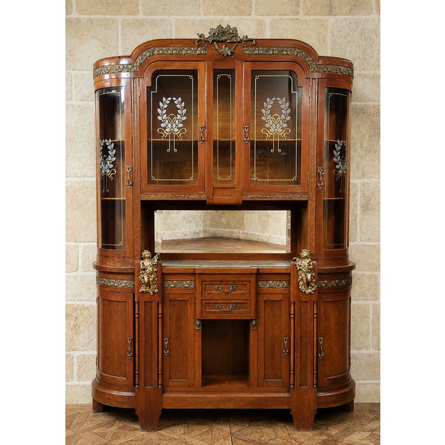 Brown Antique Art Nouveau Display Cabinet with Putti, 1900s For Sale - Image 8 of 8
