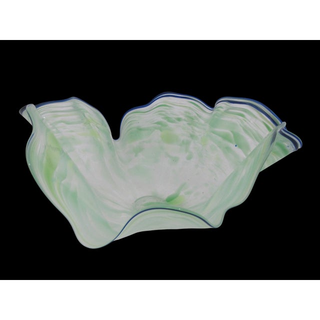 Large, dramatic, undulating "Seaform" wave bowl, giving the "Chihuly effect" and coming from a Pacific NW art glass...